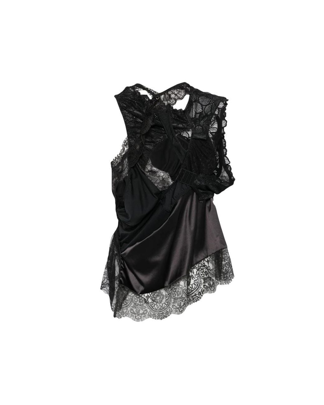 Junya Watanabe Black Lace V Neck Top
