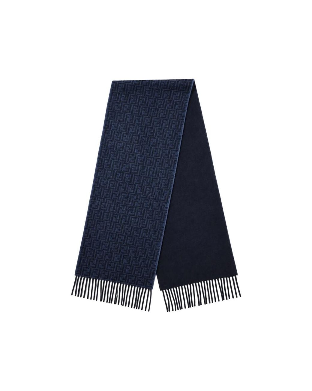 Fendi Blue Ff Monogram Fringed Scarf for men