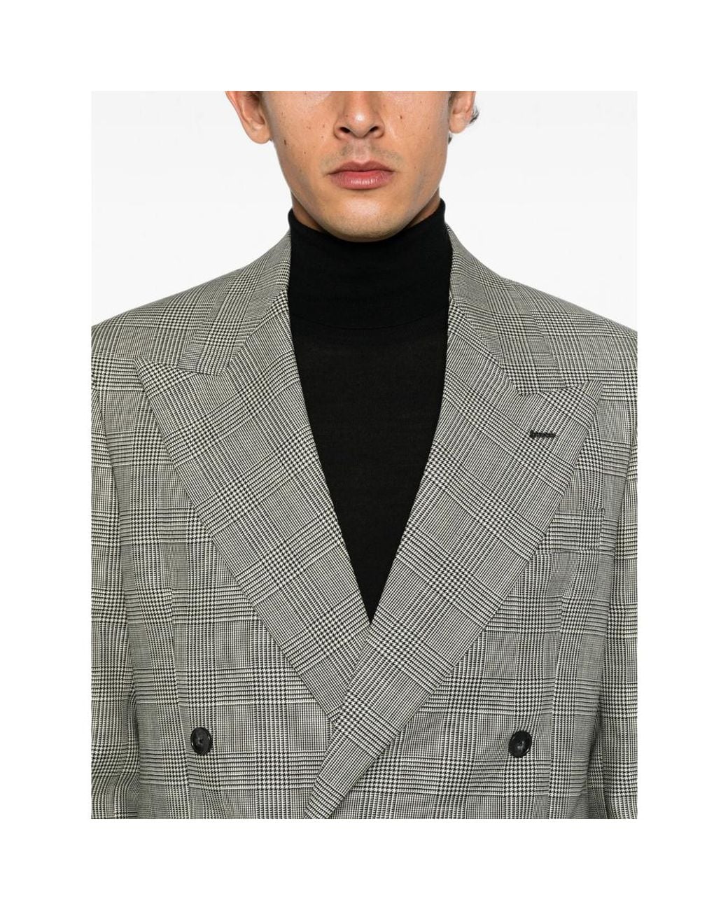 época Gray Prince Of Wales Check Double-Breasted Suit for men