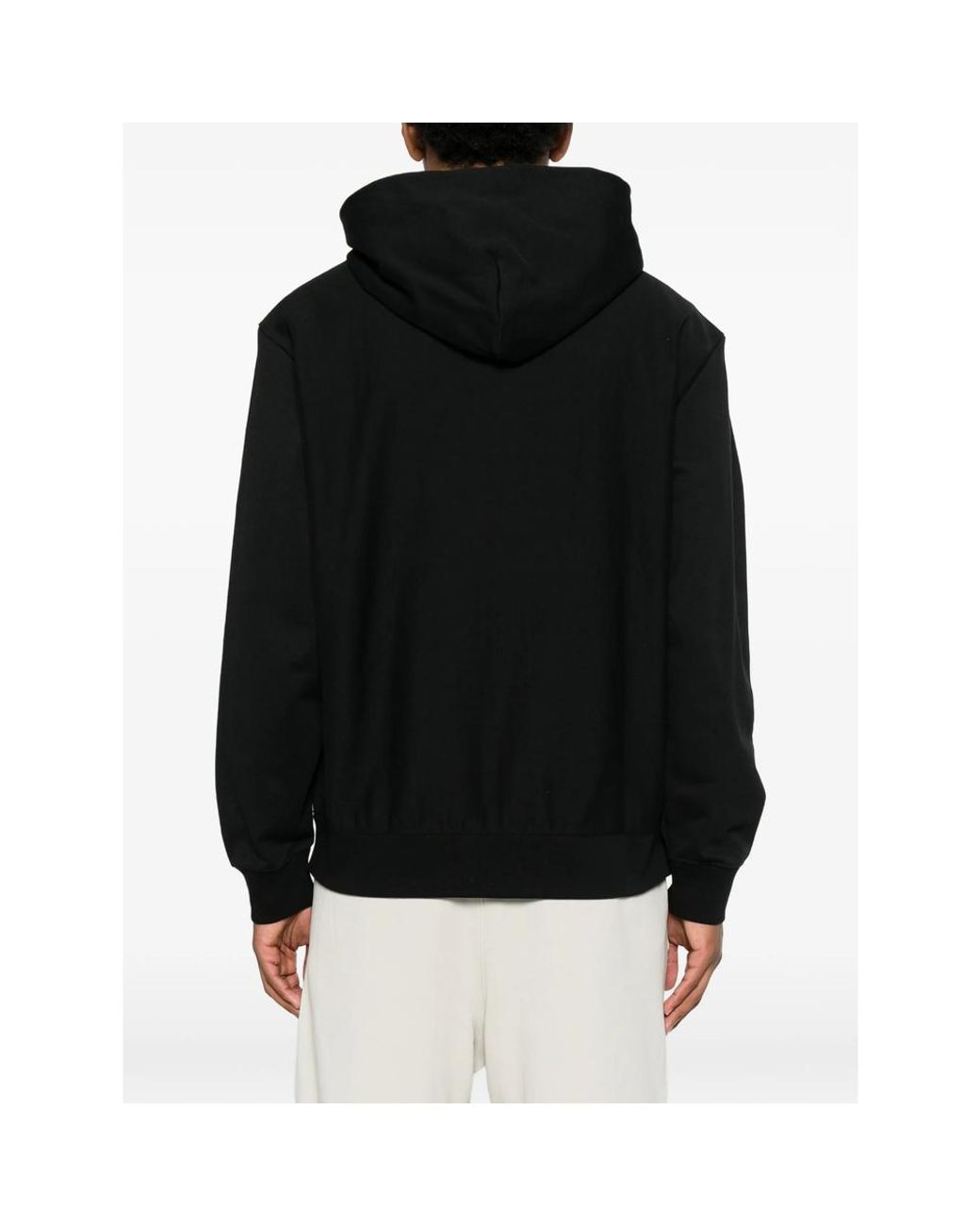 Calvin Klein Black Embroidered-Logo Zip-Up Hoodie for men