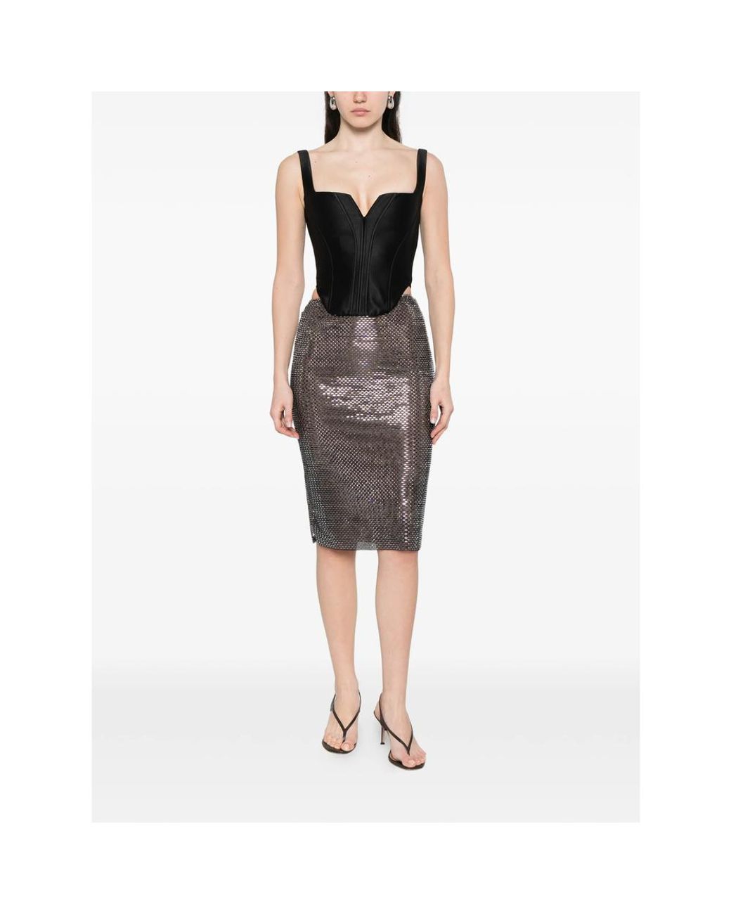 Self-Portrait Black Taffeta Corset Top