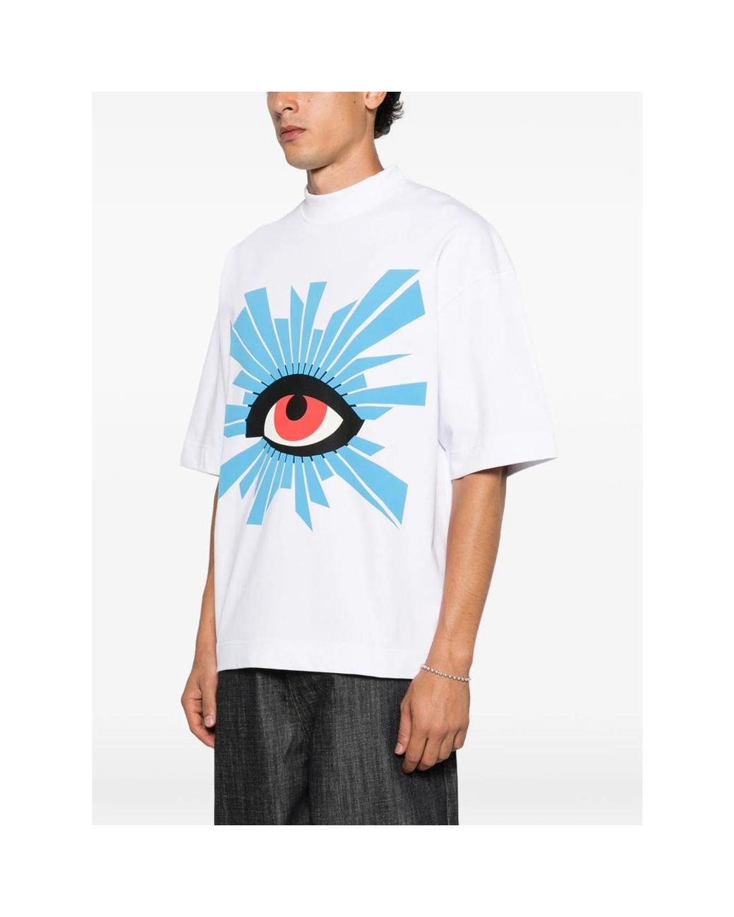 House of Errors Blue Graphic-Print High-Neck T-Shirt for men