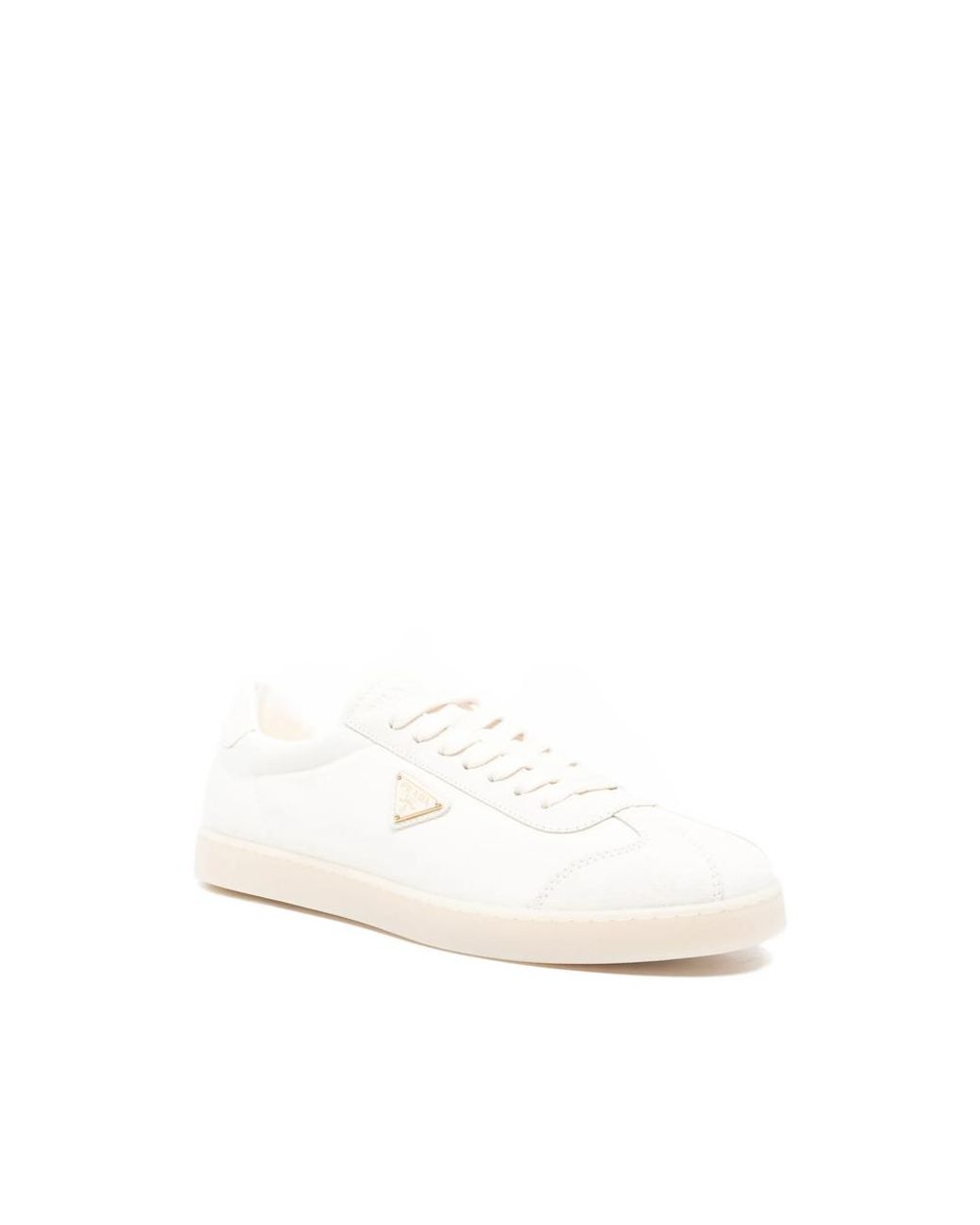 Prada White Triangle-Logo Sneakers for men