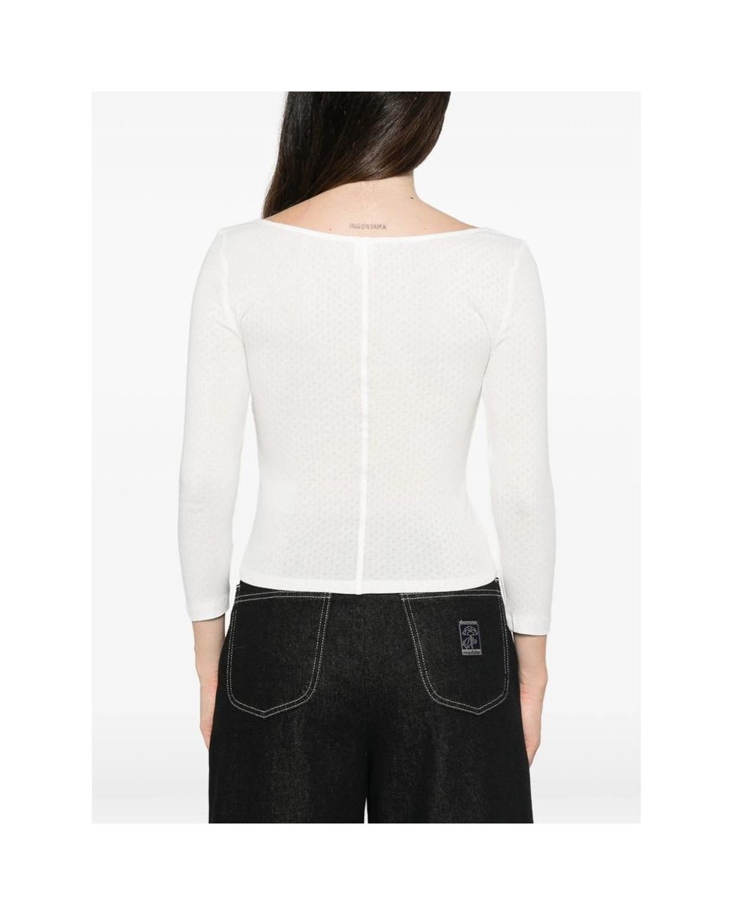 Re/done White Olivia Press-Stud Top