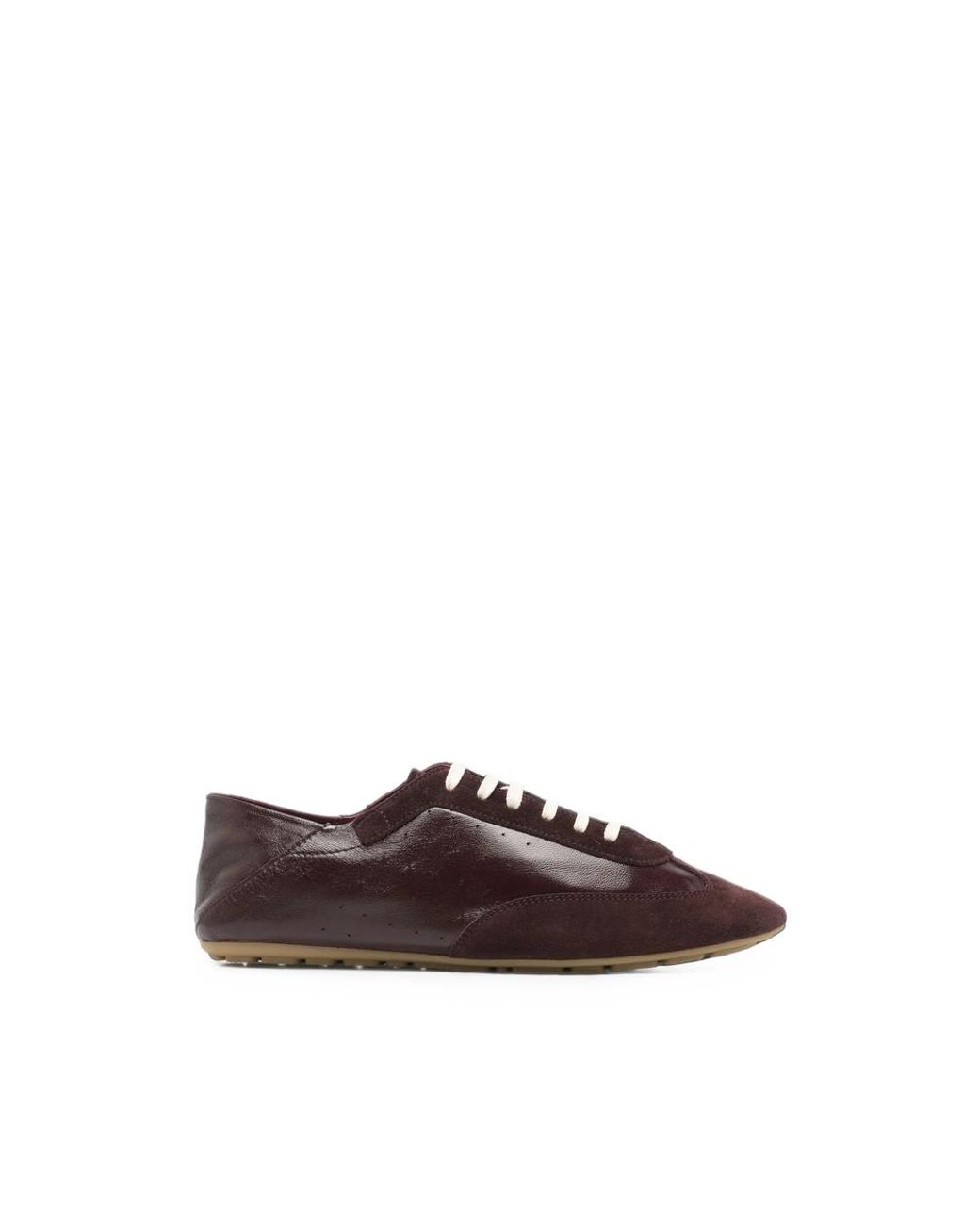 Saint Laurent Brown Lace-Up Panelled Sneakers