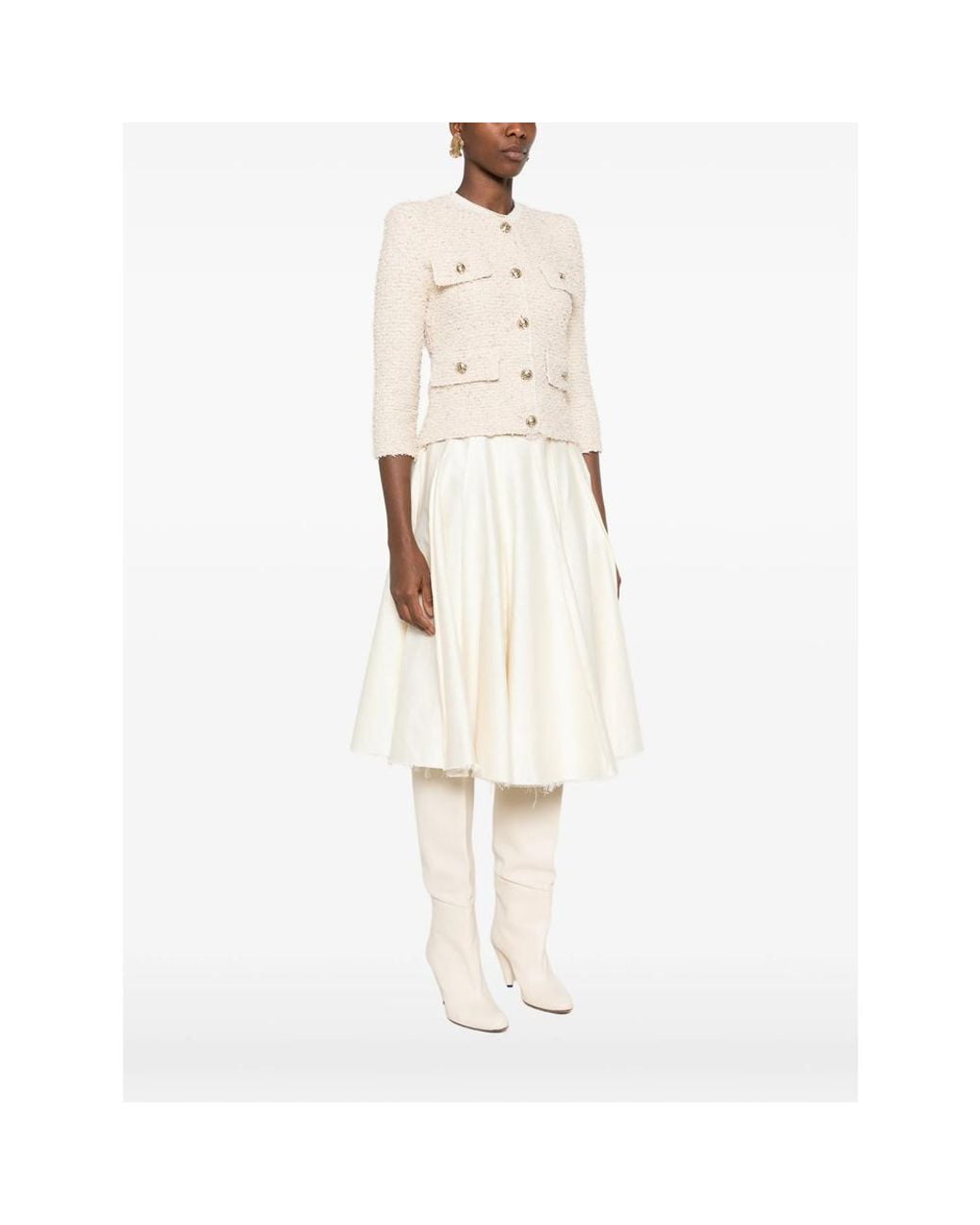 Balmain Natural Bouclé-Knit Frayed Jacket