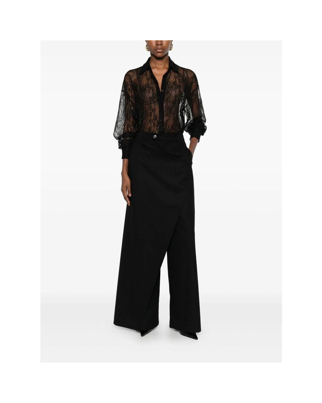 THE NINA STUDIO Black Wrap-Effect Trousers