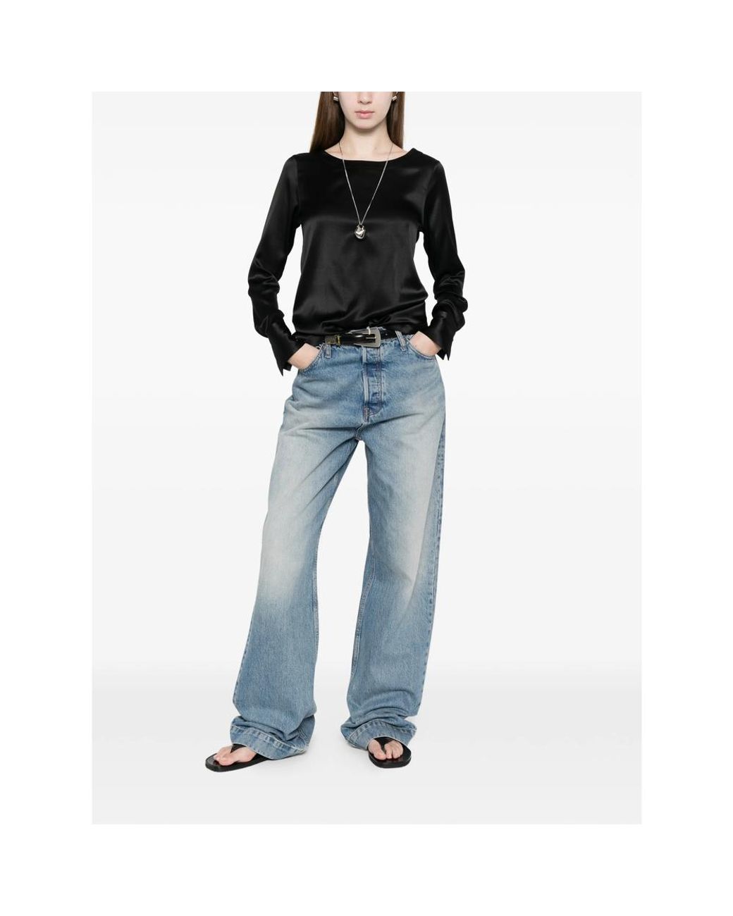 CAMICERIA MAZZARELLI Black Angie Long-Sleeve Top