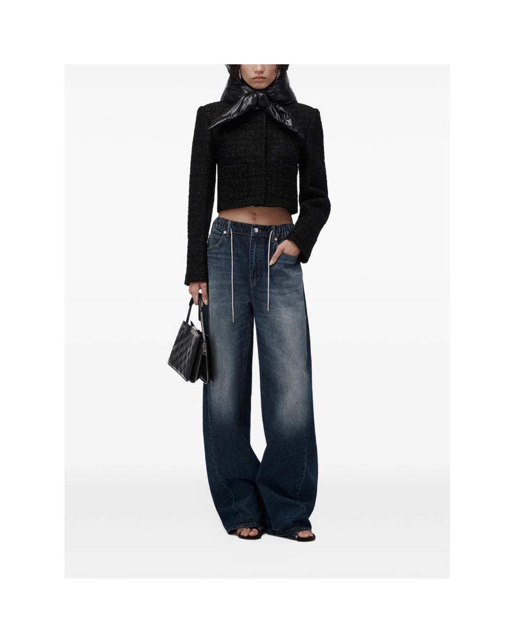 Alexander Wang Blue Rhinestone-Drawcord Balloon Jeans
