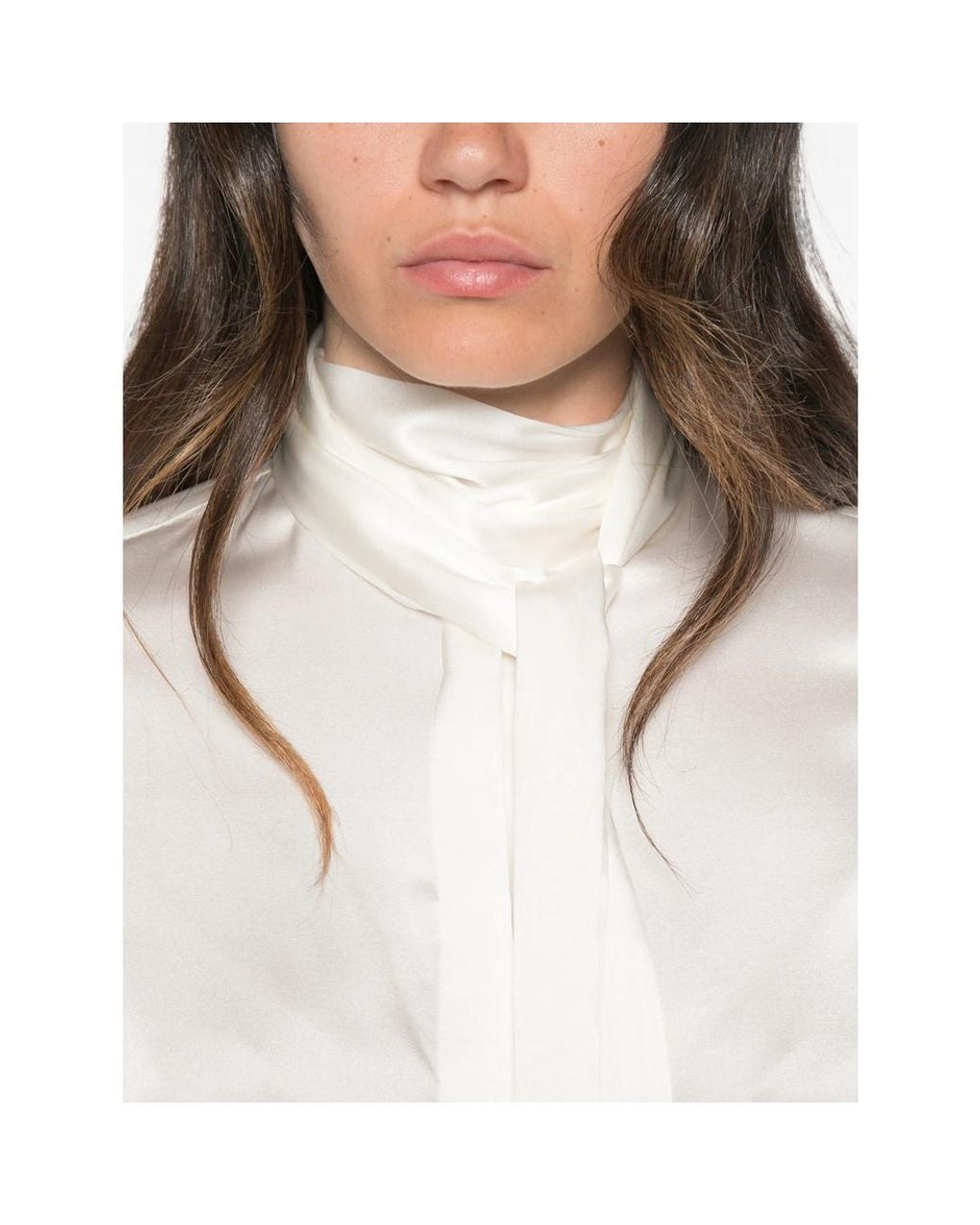 CAMICERIA MAZZARELLI White Pussy-Bow Silk Blouse