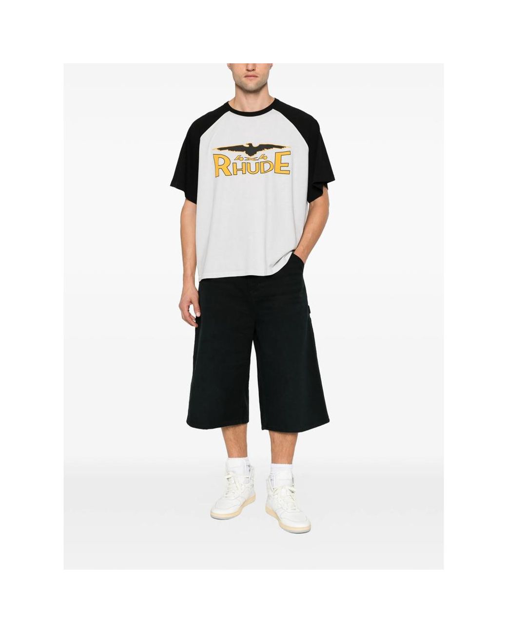 R H U D E © Black 4X4 Spirit Logo-Print Raglan-Sleeve T-Shirt for men