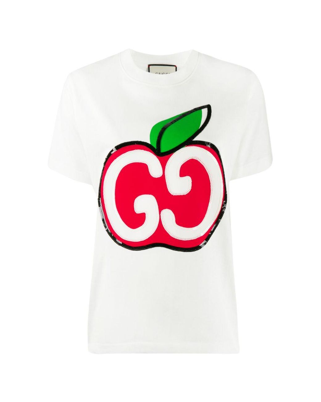 Gucci T-shirt With GG Apple Print in White | Lyst