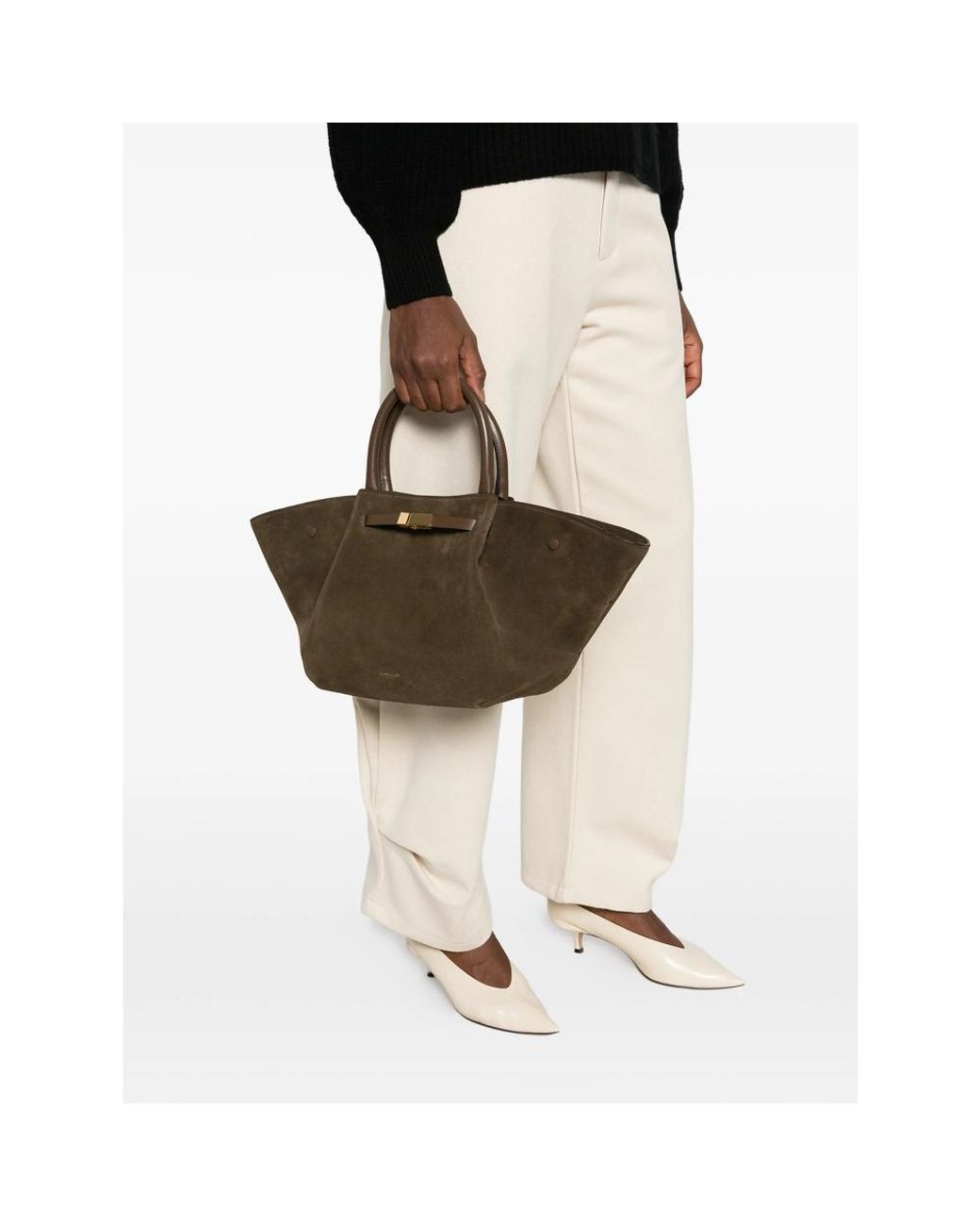 DeMellier London Black Midi New York Suede Tote Bag
