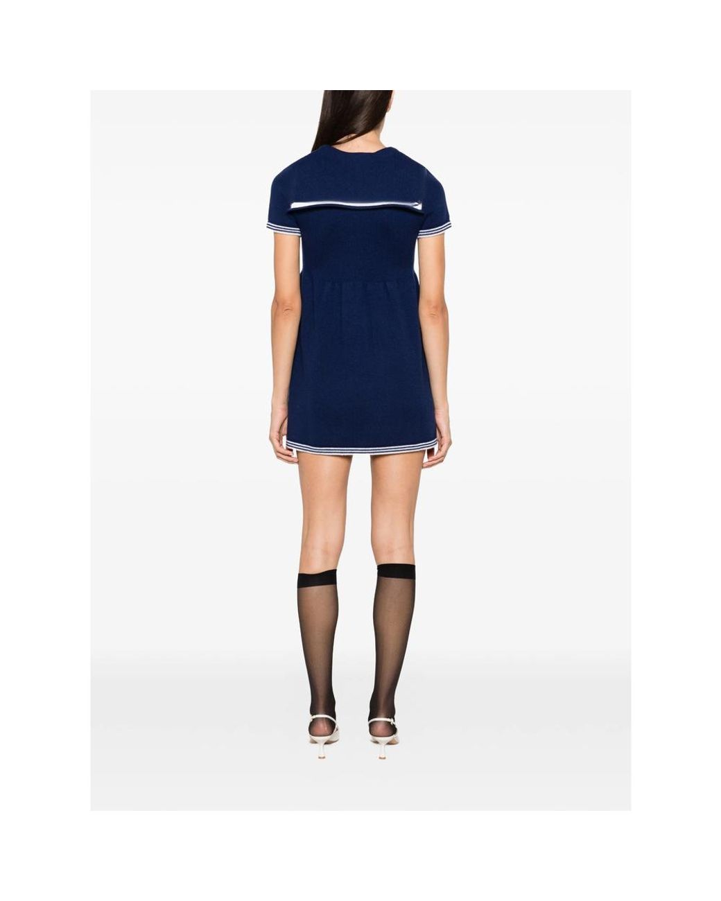 ShuShu/Tong Blue Bow-Detail Sailor-Collar Mini Dress