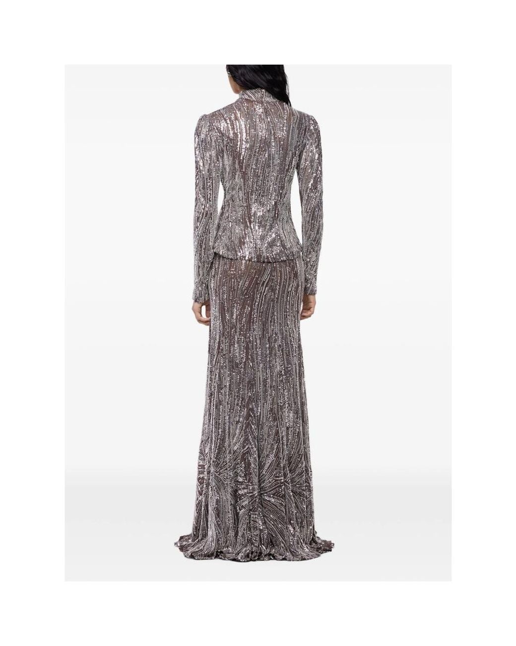 Rabanne Brown Long Fluid Skirt With Embroidery Details