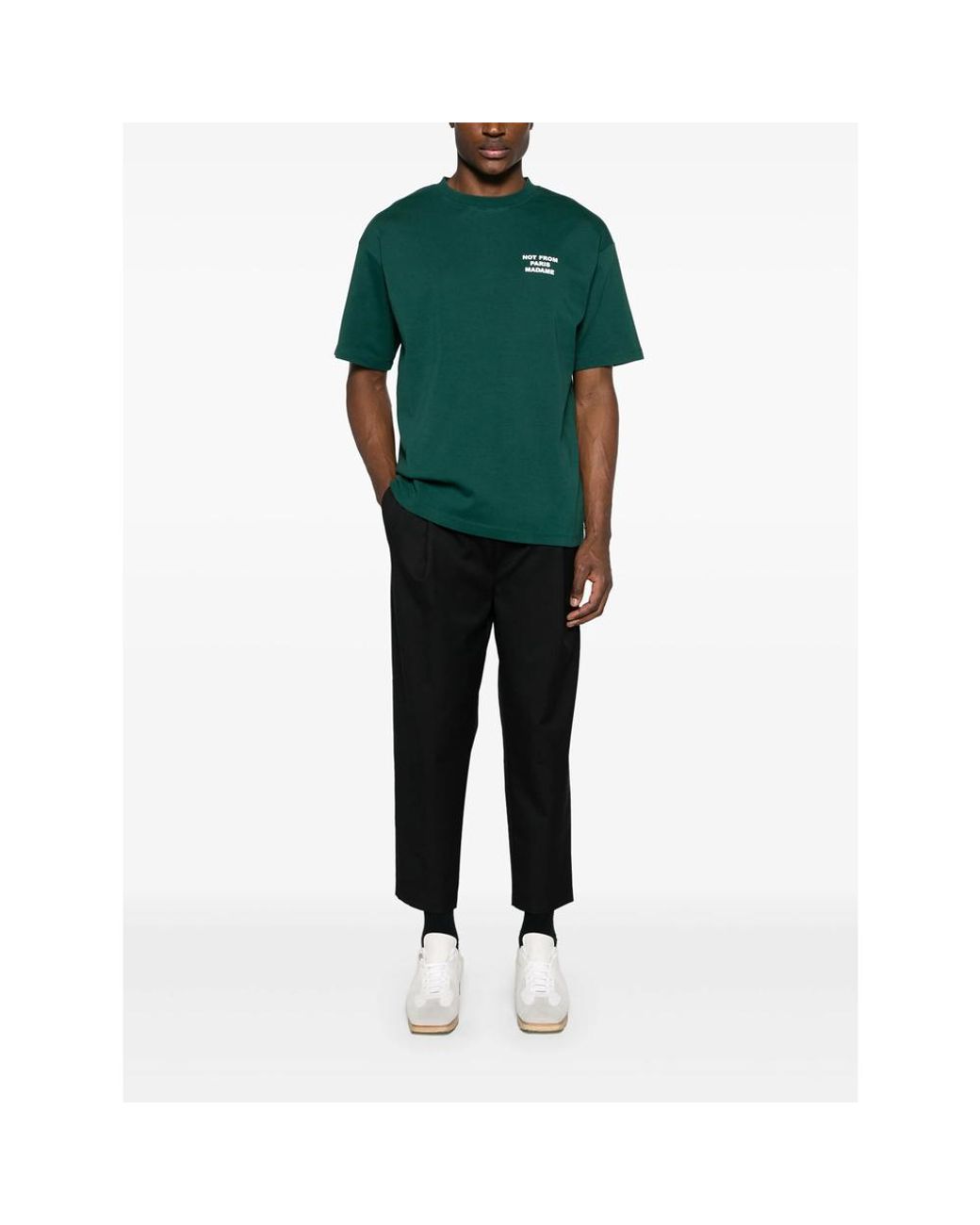 Drole de Monsieur Black Drawstring Twill Cropped Trousers for men