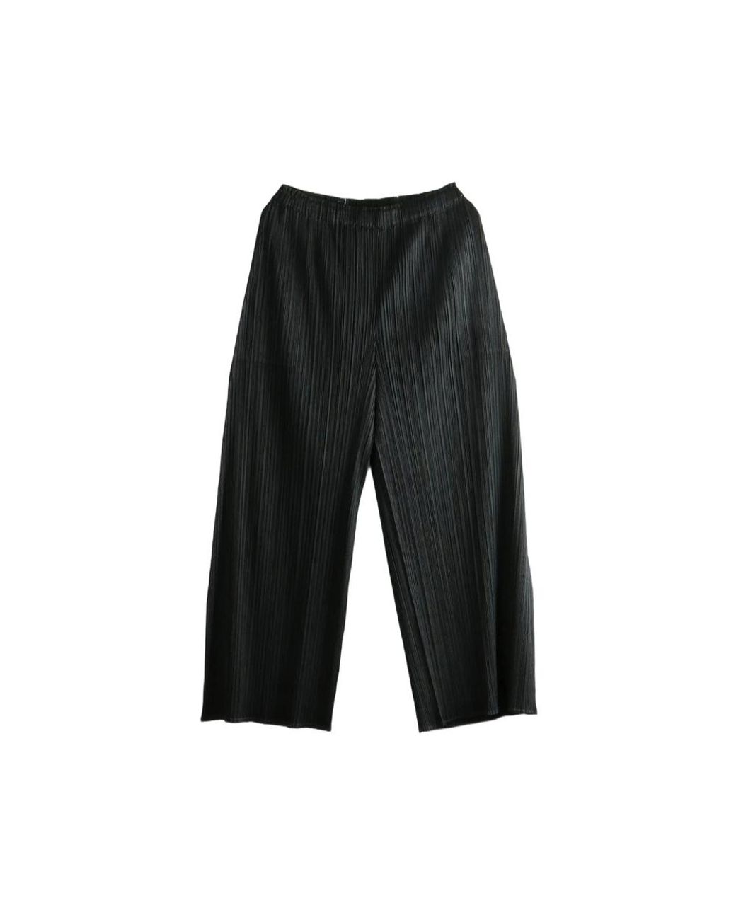 Pleats Please Issey Miyake Black Monthly Colors July Pleated Wide-Leg Trousers