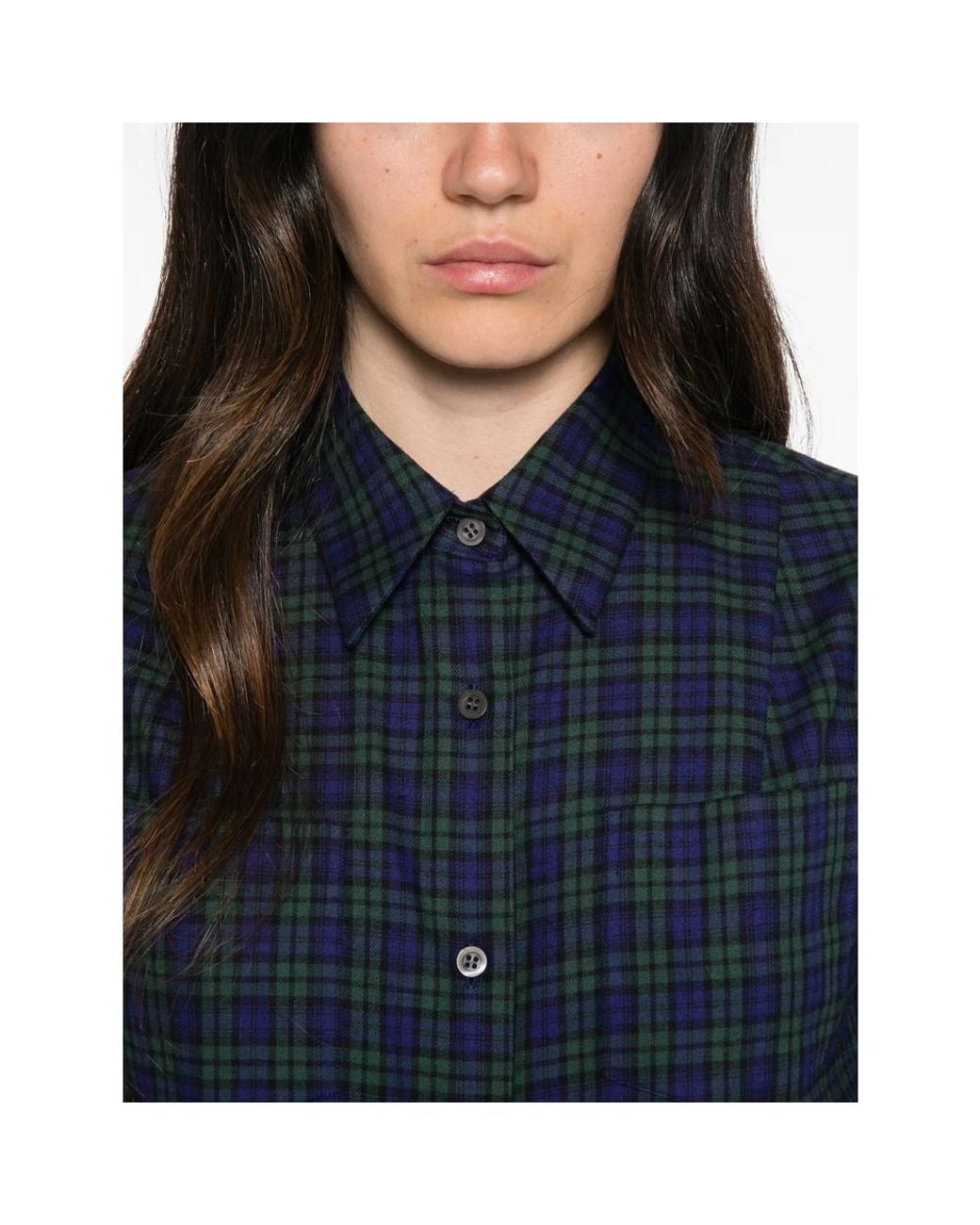 Dries Van Noten Blue Tartan-Check Button-Up Shirt