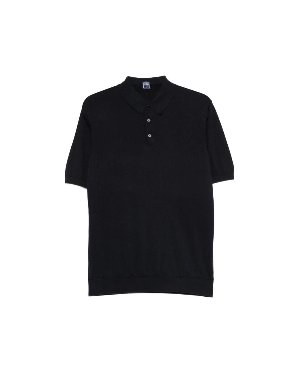 Fedeli Black Button-Up Polo Shirt for men