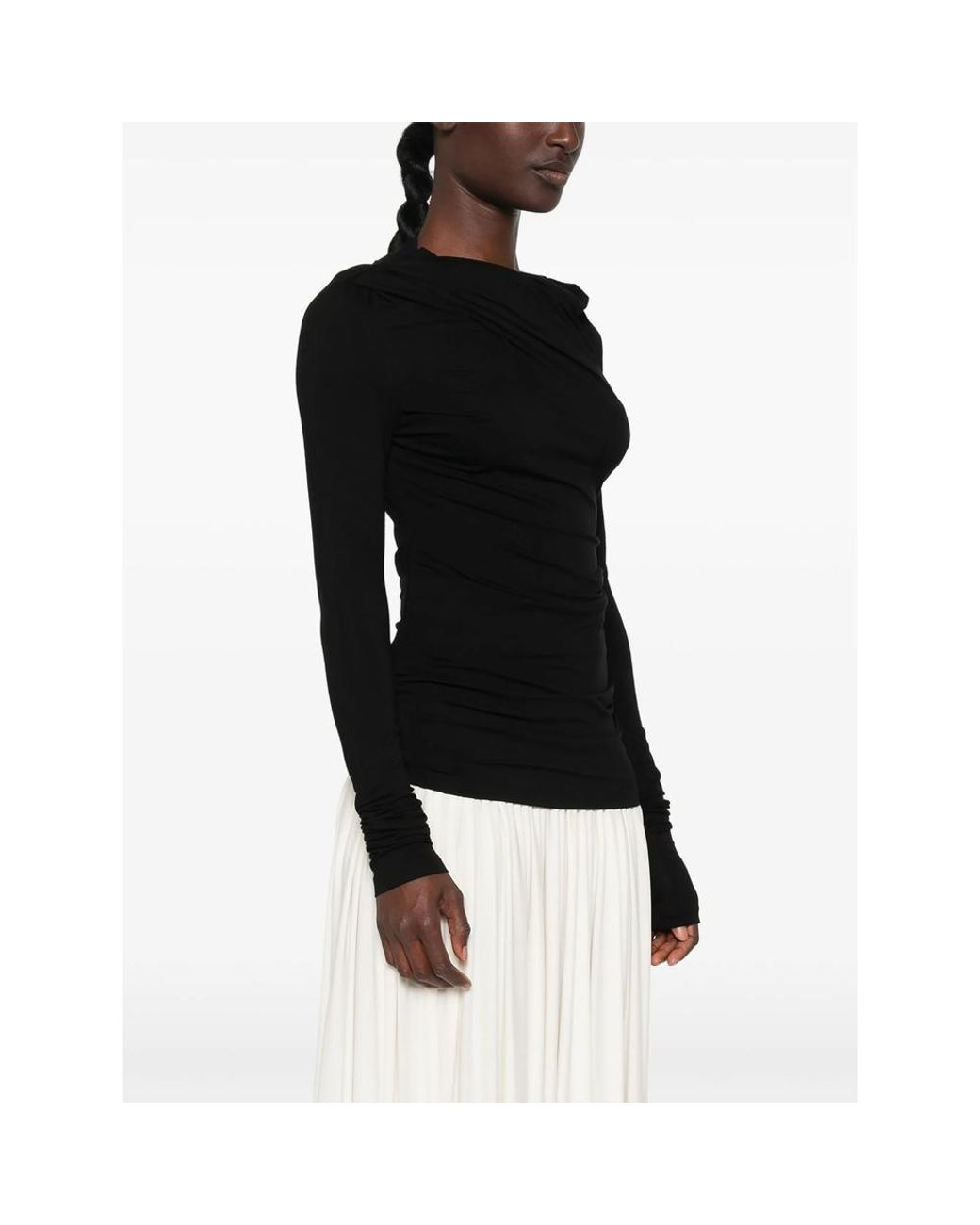 Entire studios Black Draped Long-Sleeve Top