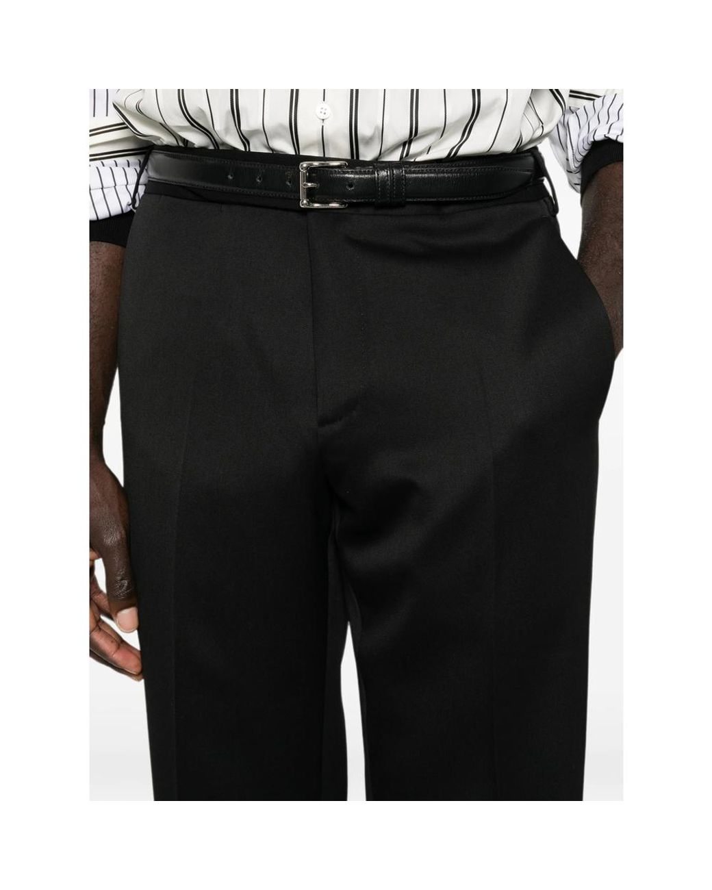 Lardini Black Pressed-Crease Straight-Leg Trousers for men