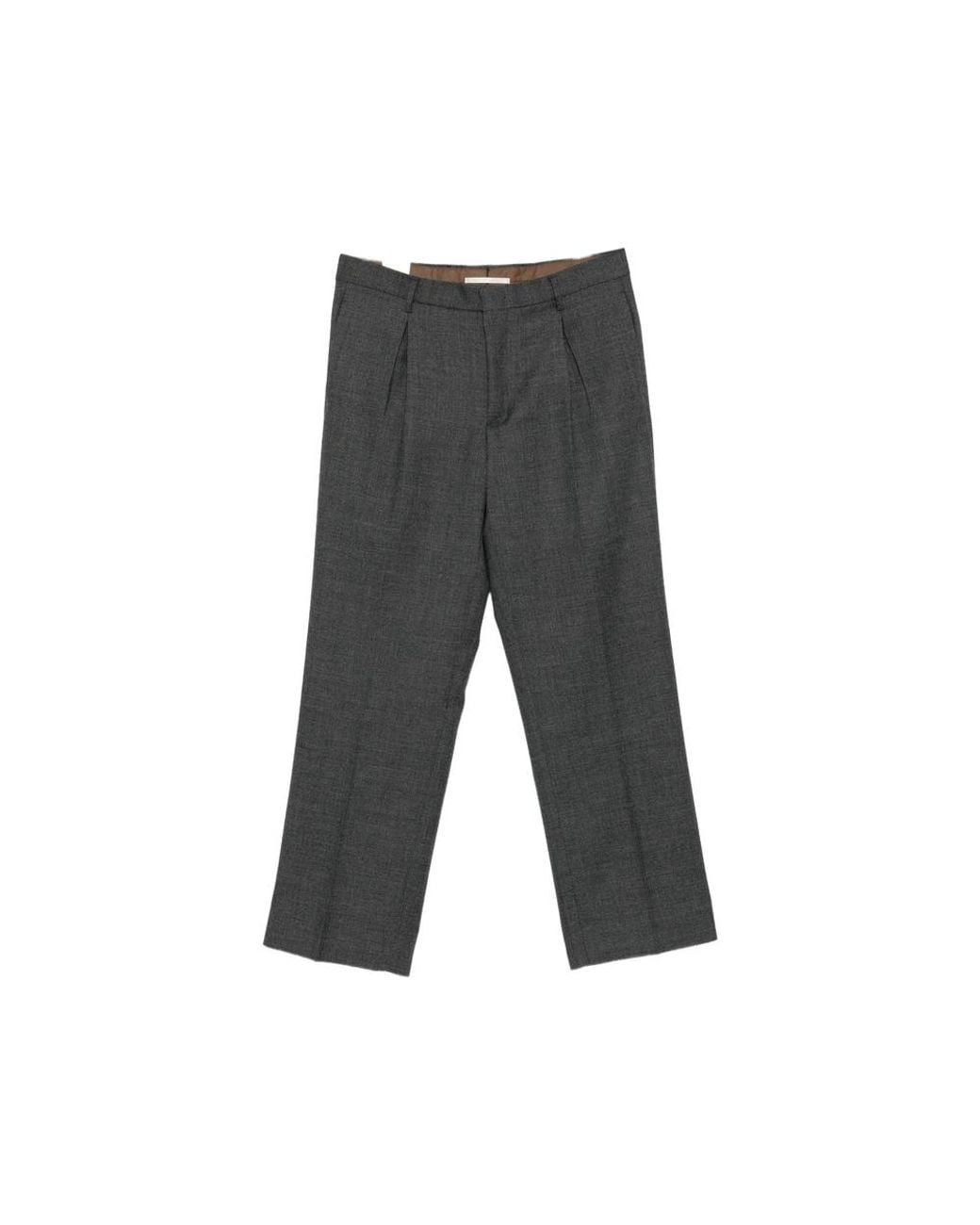 Briglia 1949 Gray Pleated-Detail Wide-Leg Trousers for men
