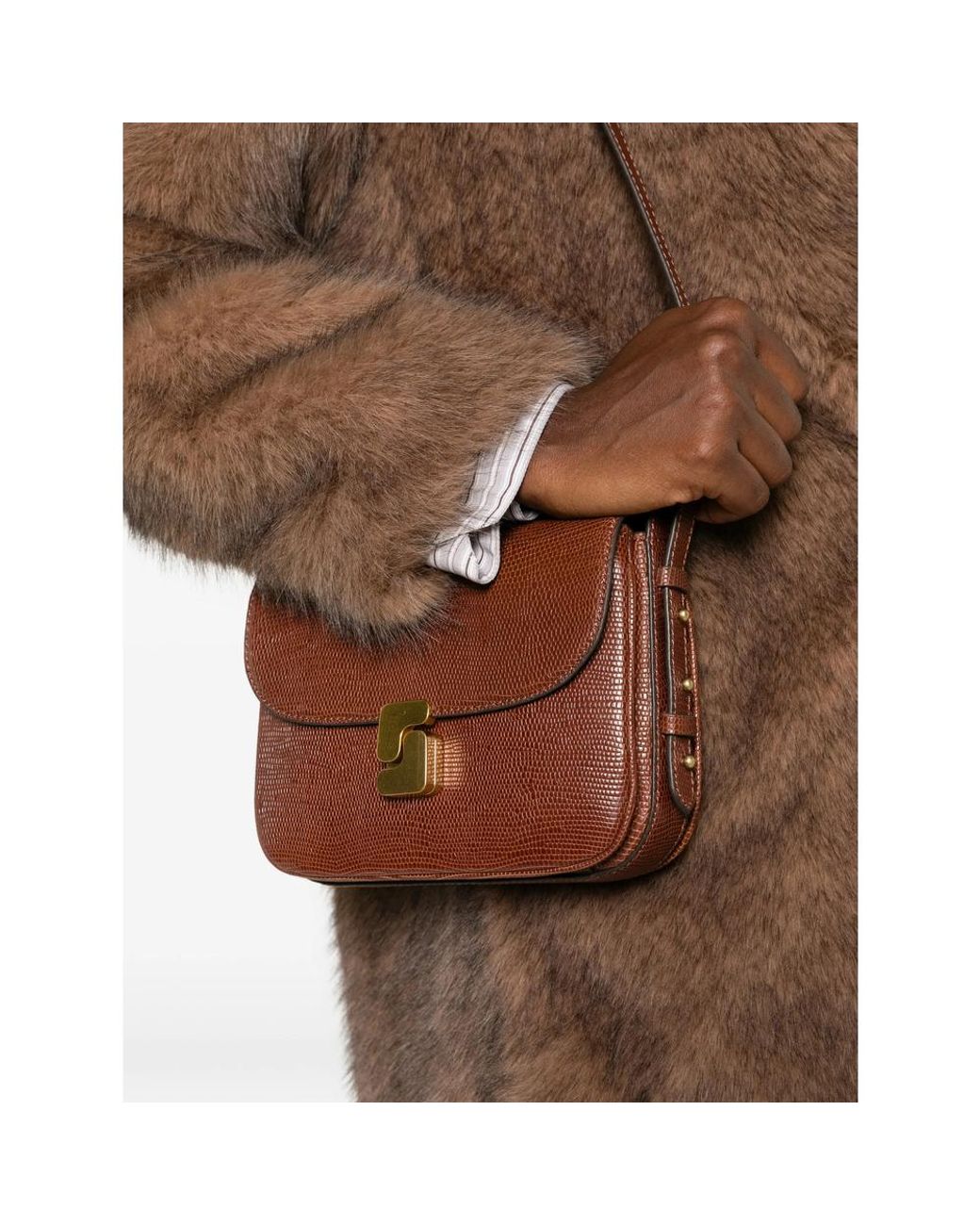Soeur White Bellissima Lizard-Effect Leather Shoulder Bag