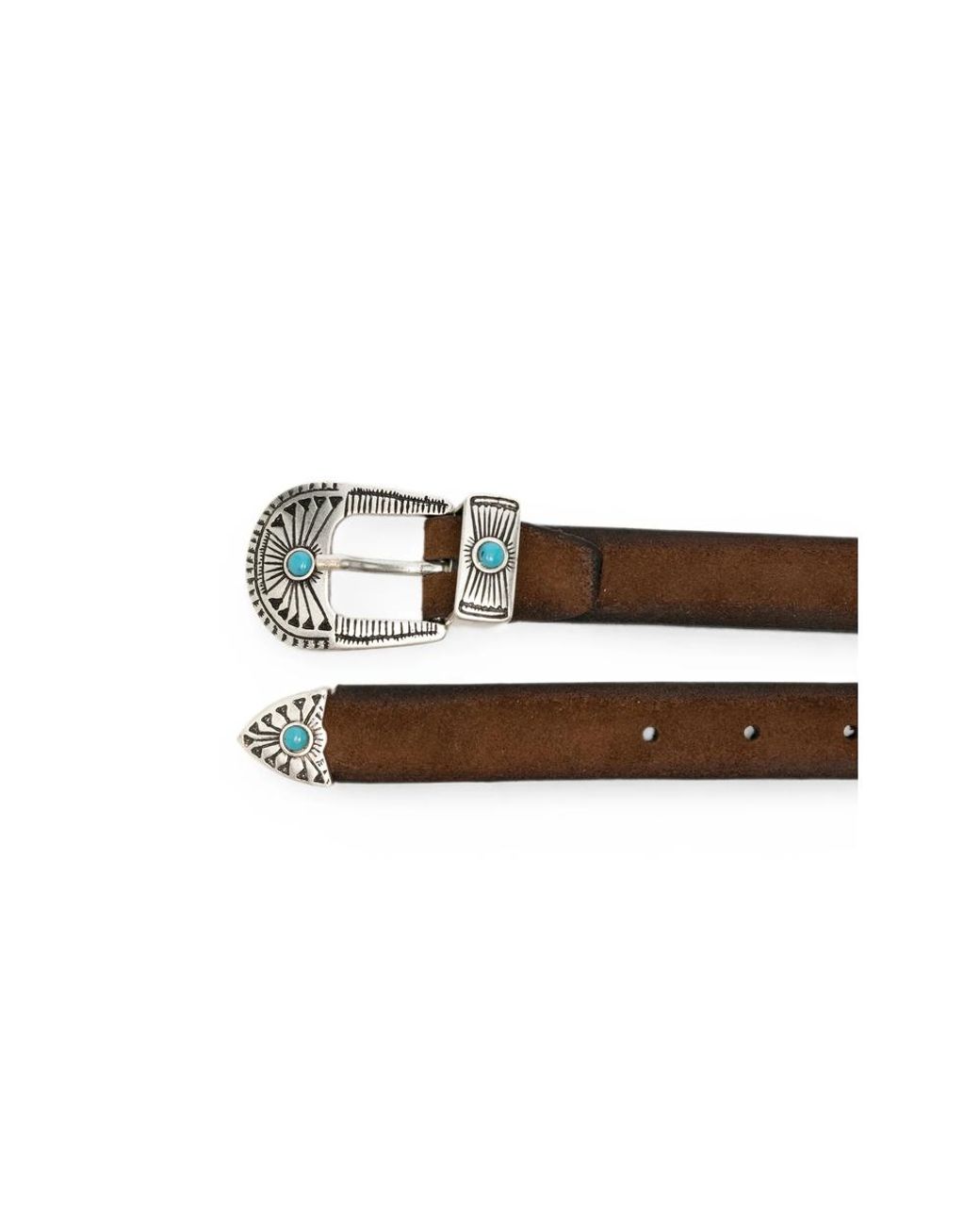 Eraldo Brown Engraved-Buckle Leather Belt for men
