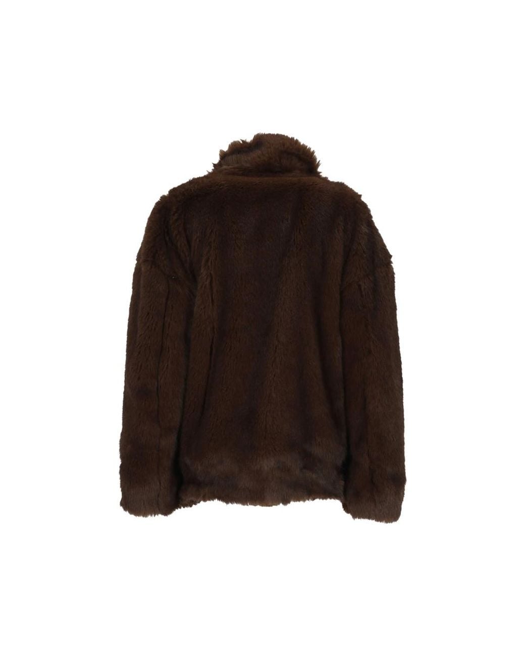 Thelatest Brown Faux-Fur Double-Breasted Jacket