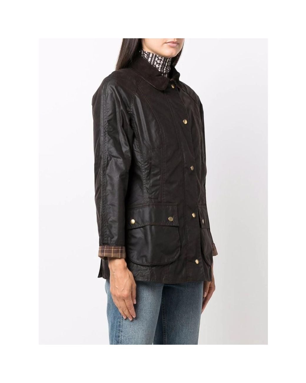 Barbour Black Buttoned Waxed Jacket