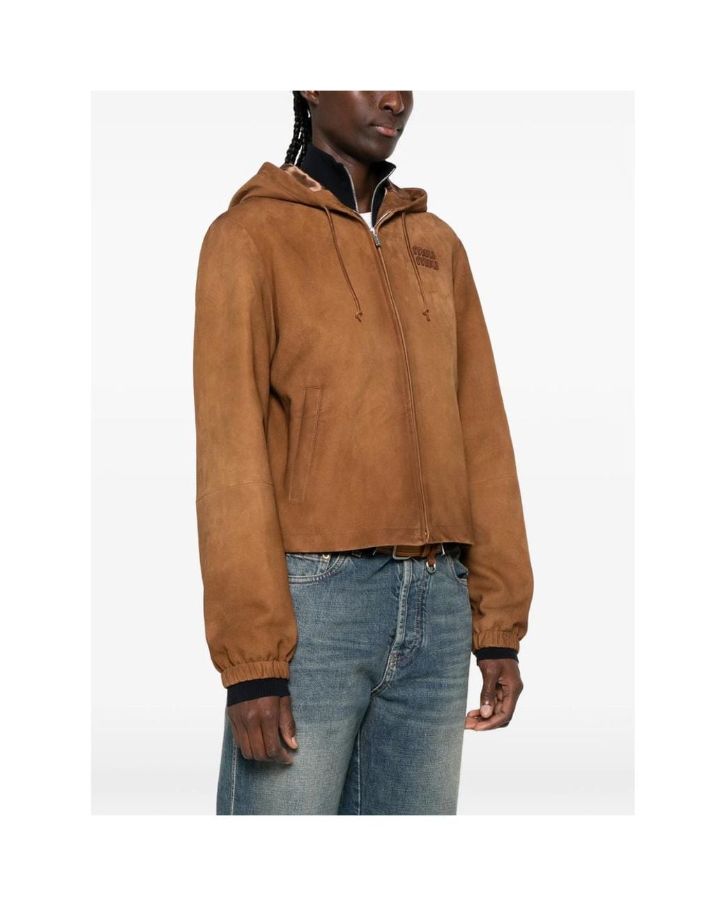 Miu Miu Brown Waxed Suede Blouson Jacket