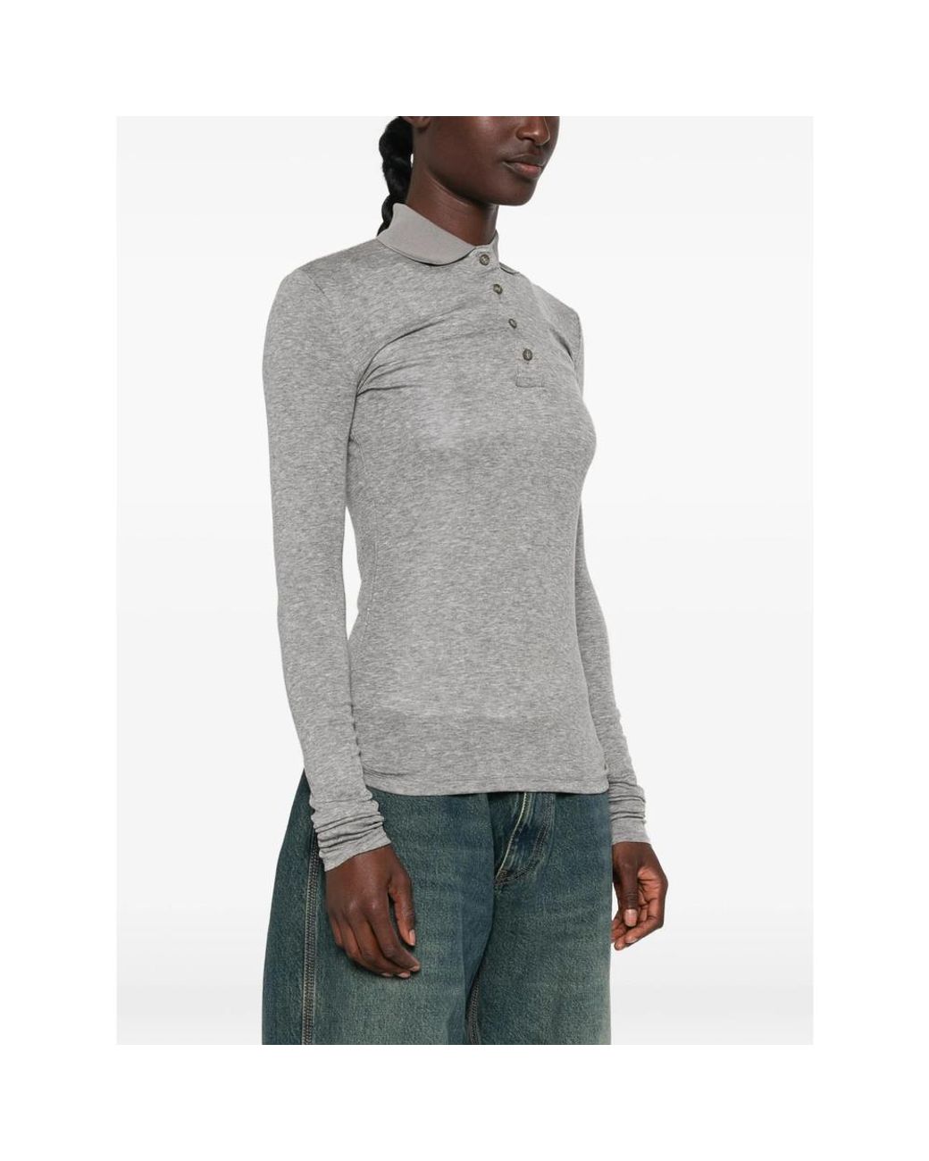 Entire studios Gray Long-Sleeve Polo Shirt