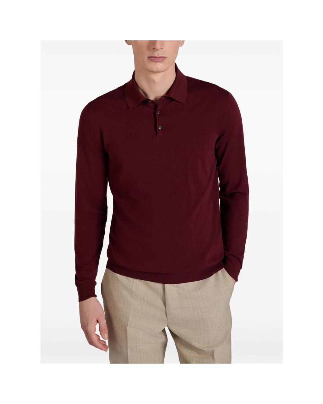 ZANONE-SLOWEAR Red Buttoned Polo Shirt for men