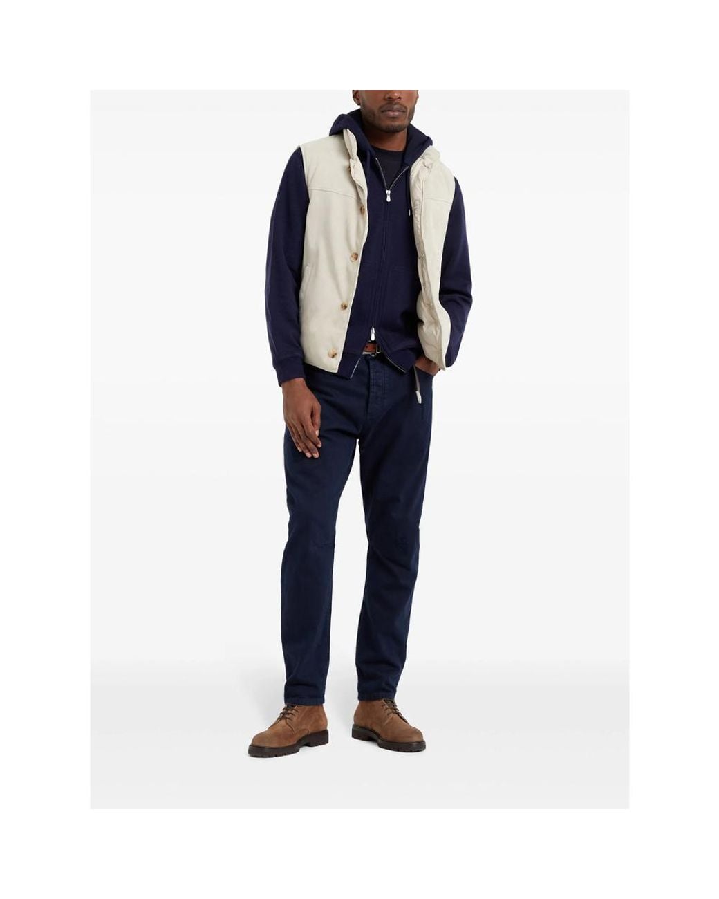 Brunello Cucinelli Blue Long-Sleeve Cashmere Hoodie for men