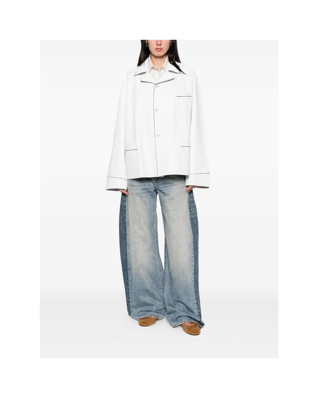 Prada White Piped-Trim Jacket