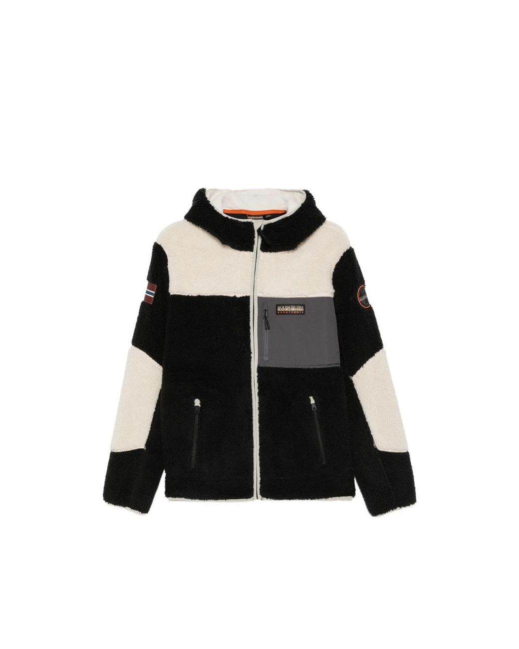 Napapijri Black Fleece-Texture Hooded Sweater for men