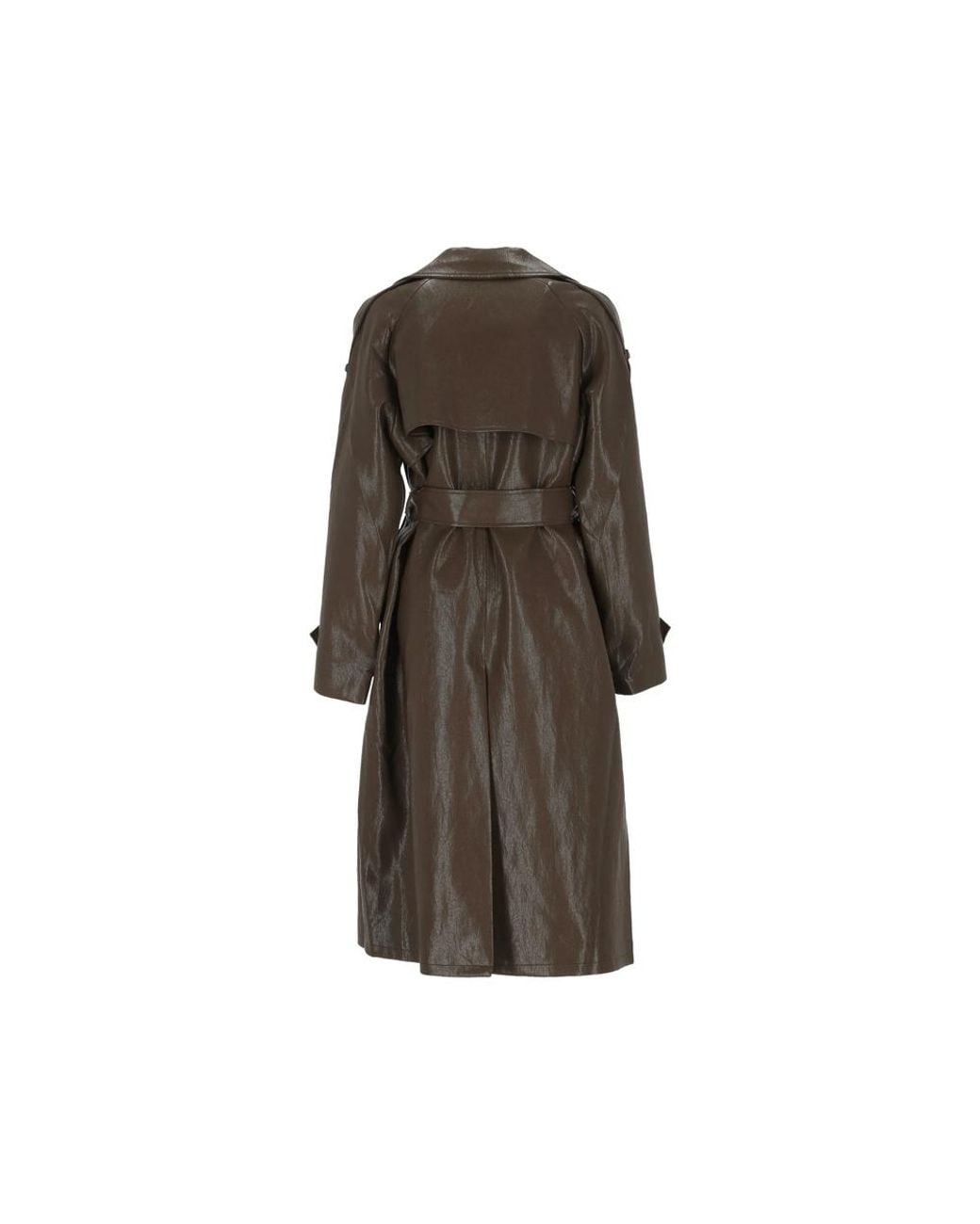 ELEH Brown Double-Breasted Belted Trench Coat