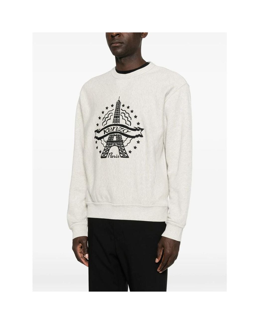 KENZO White Logo-Embroidered Cotton Sweater for men