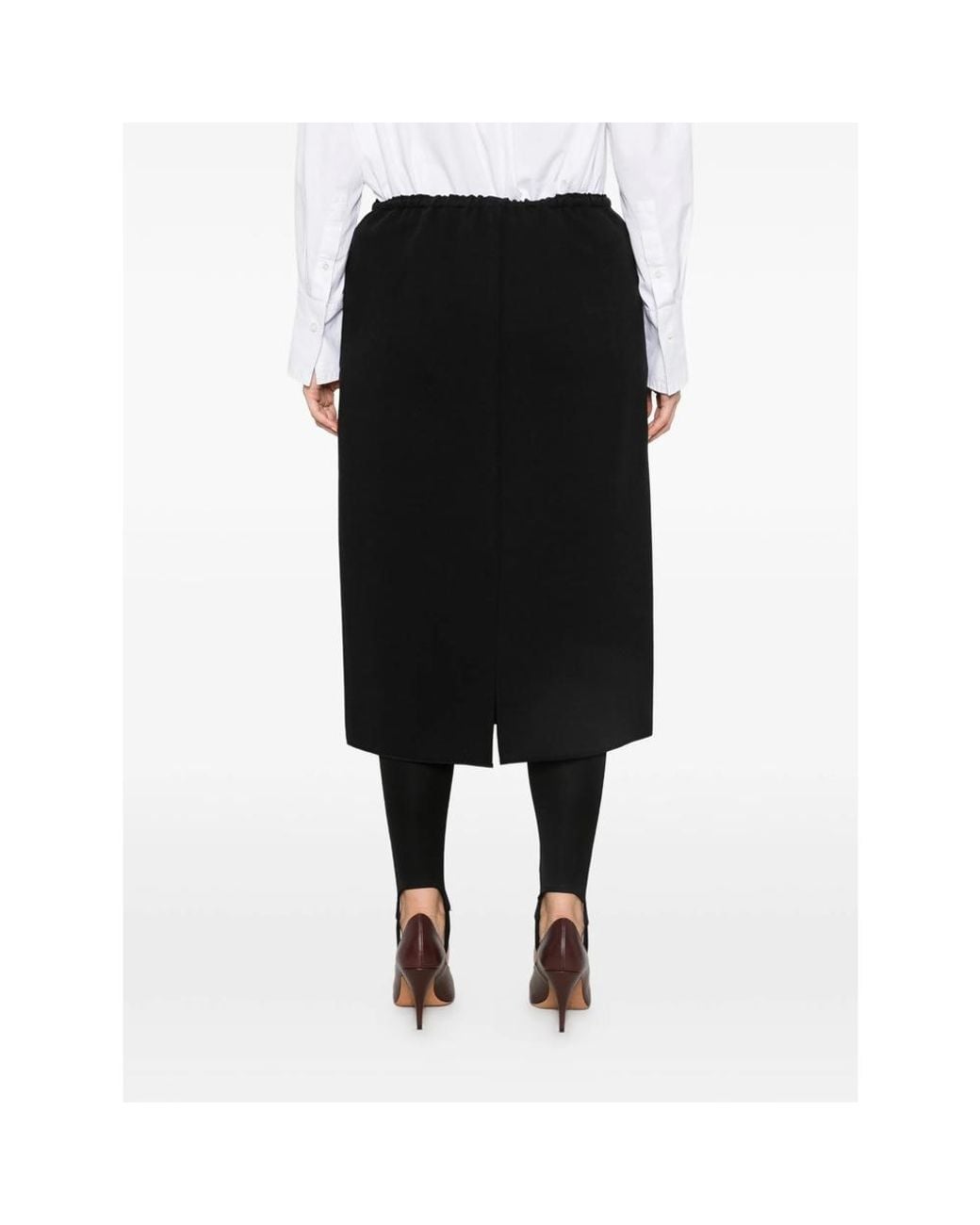 Carven Black Elasticated-Waist Midi Skirt