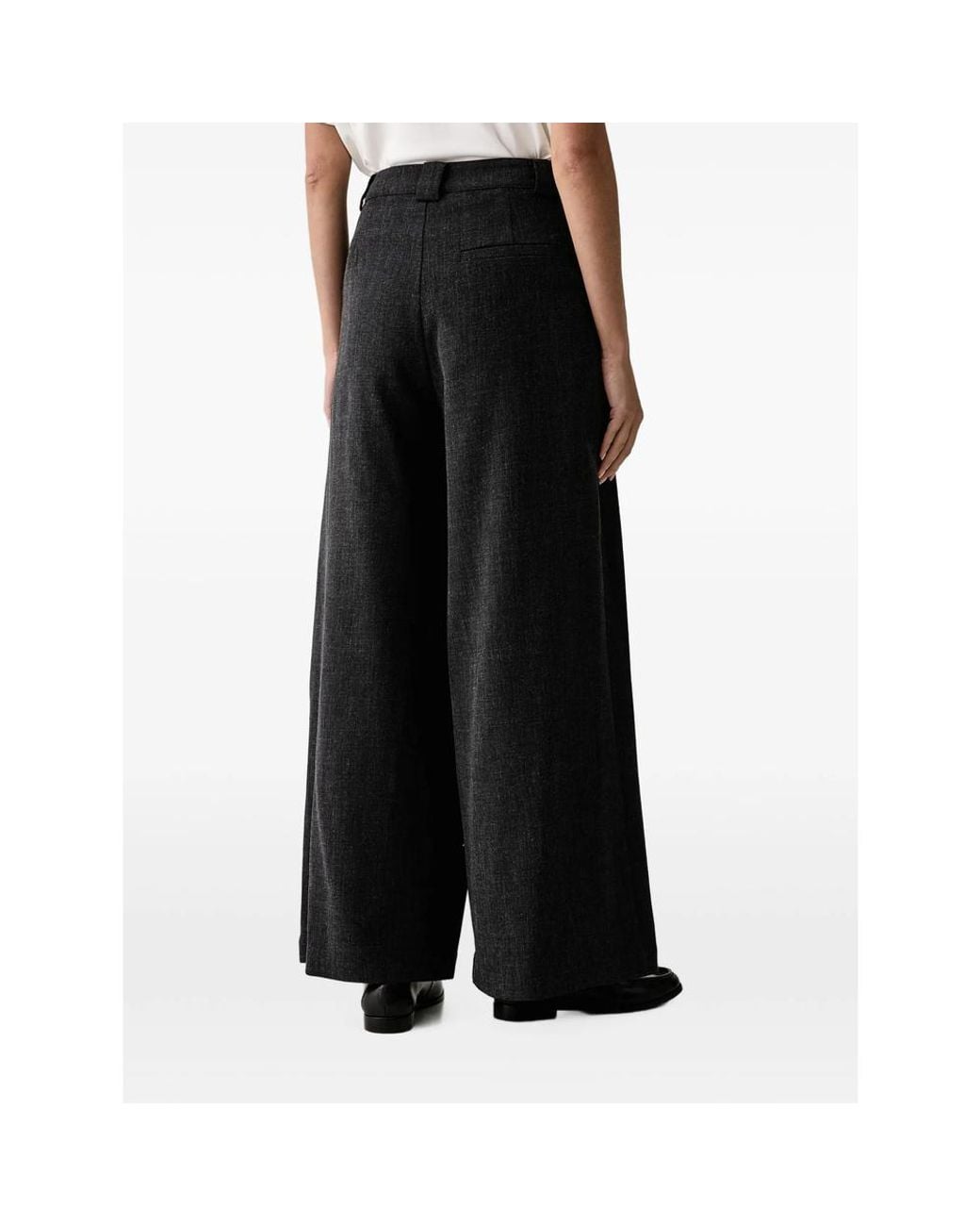 ELEH Black Pleated High-Waist Palazzo Pants