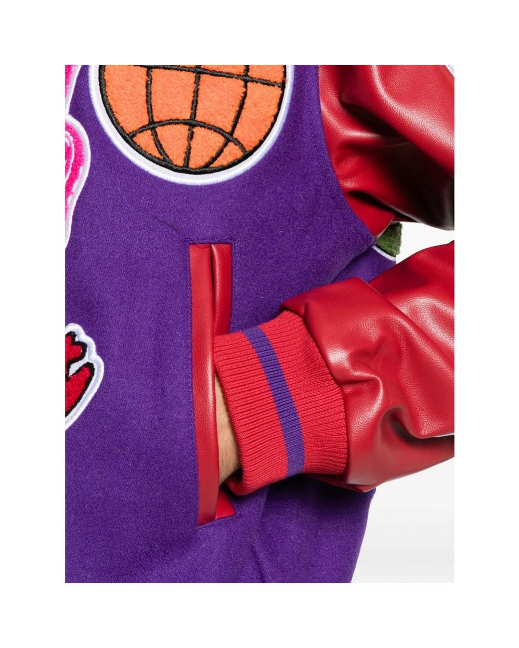 DIET STARTS MONDAY Purple Patch-Detail Bomber Jacket for men