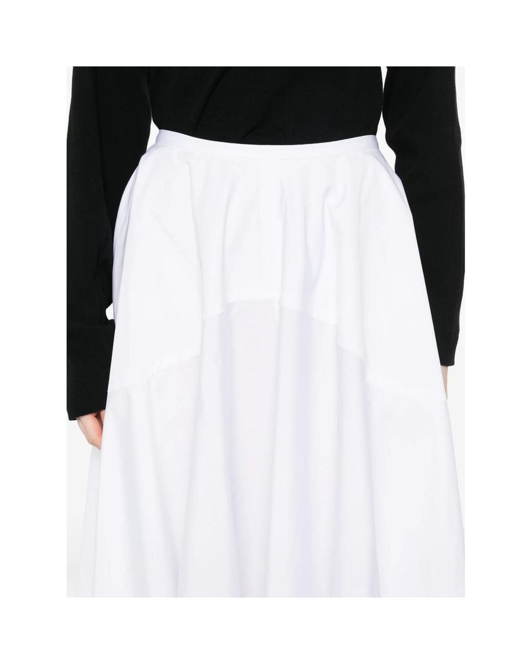 BITE STUDIOS White Zip-Fastening Midi Skirt