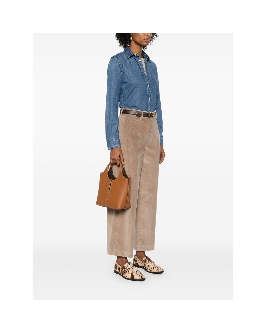 Tod's Brown Logo-Plate Contrast-Stitch Tote Bag
