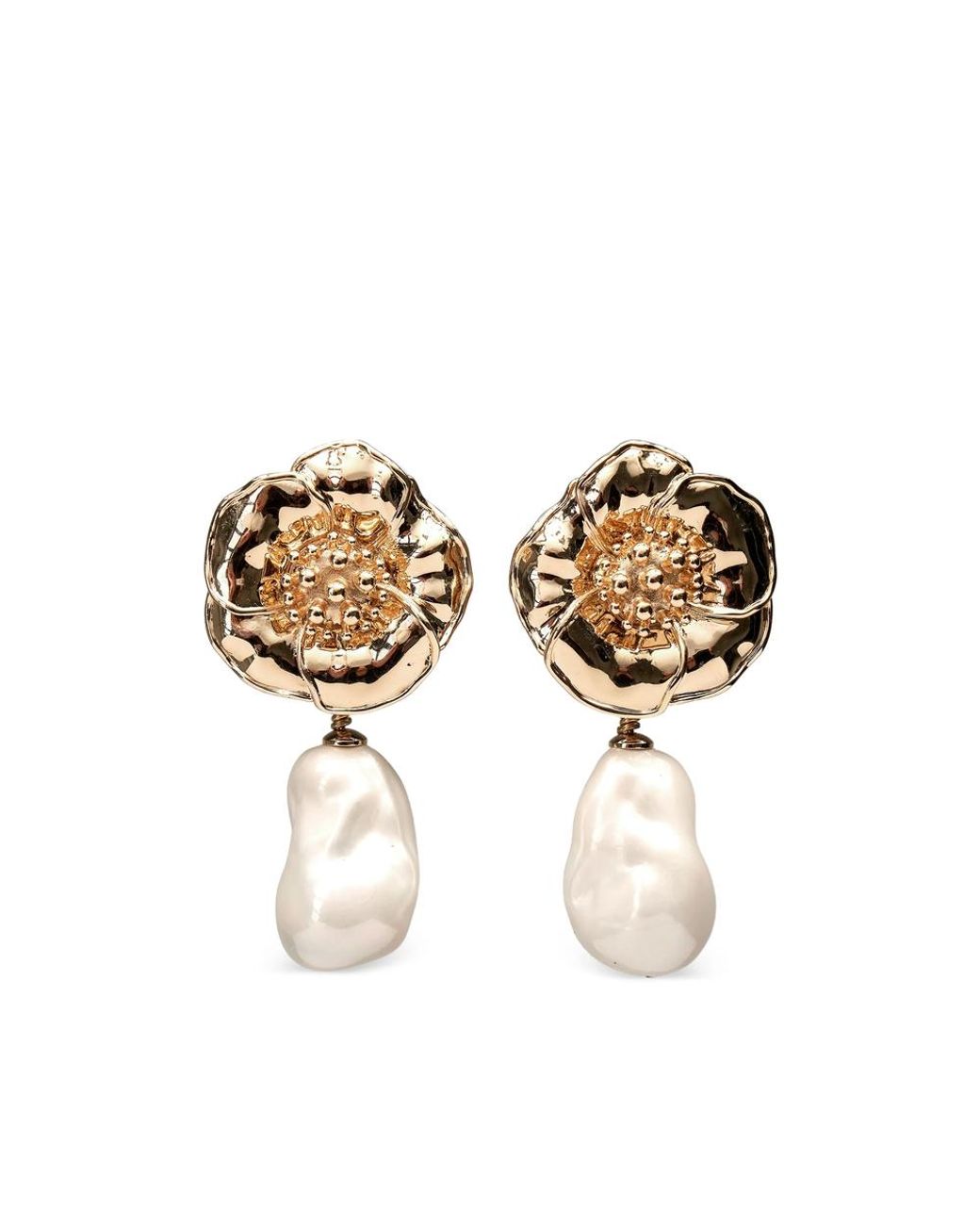 Carolina Herrera Metallic Flower-Motif Earrings