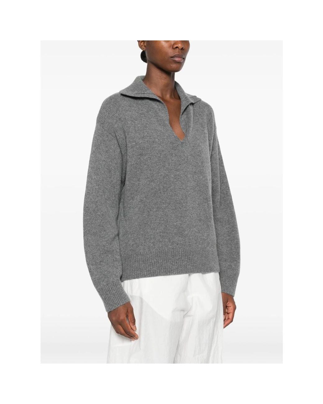 Barena Gray Spread-Collar Sweater