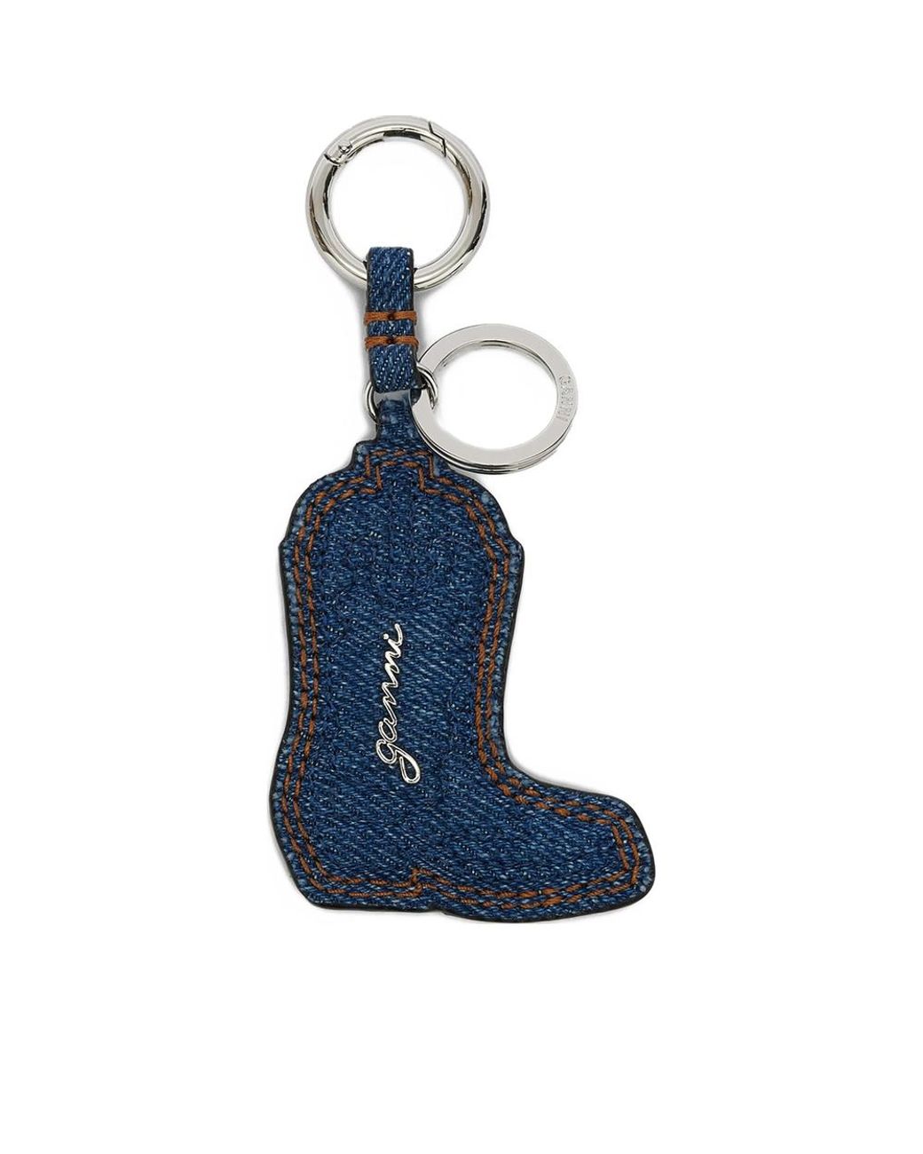 Ganni Blue Western Boot Keyring
