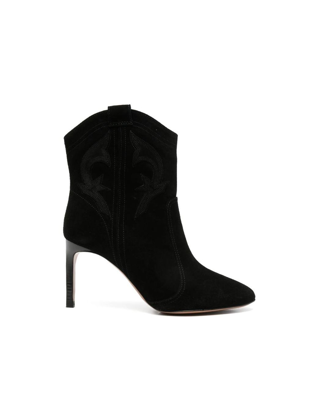 Ba&sh Black Caitlin Embroidered Suede Cowboy Boots