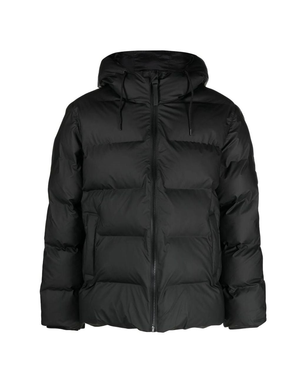 Rains Black Alta Hooded Quilted Jacket for men