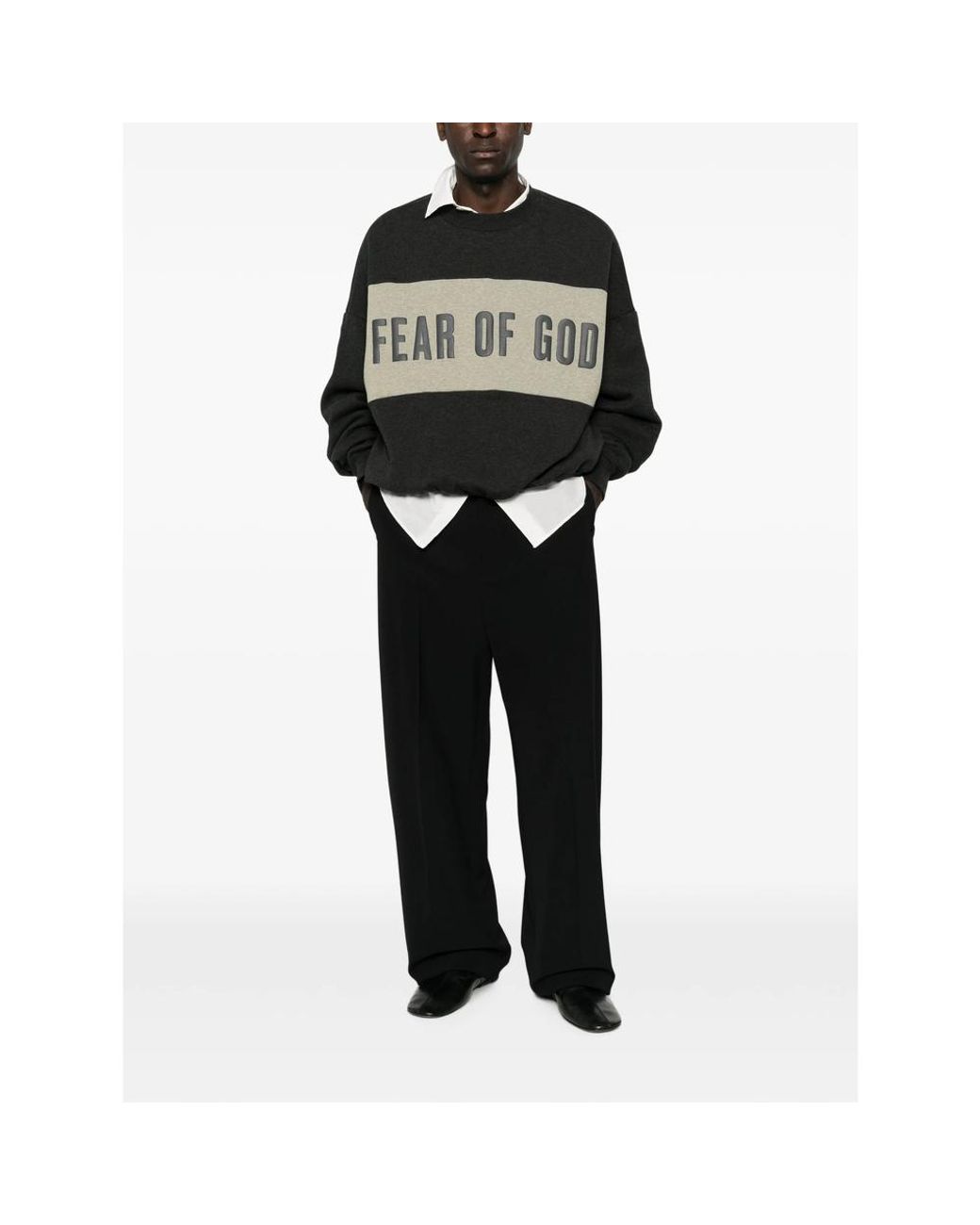 Fear Of God Black Logo-Print Panelled Sweater for men