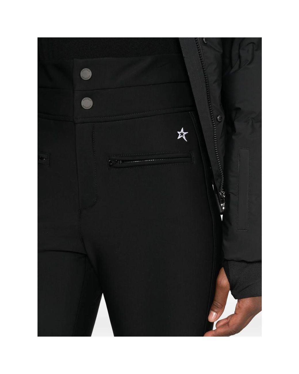 Perfect Moment Black Aurora Logo-Embroidered Skinny Trousers
